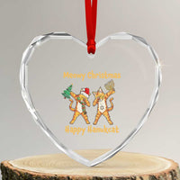 Xmas Hanukkah Cat Heart Crystal Glass Ornament Happy Hanukcat Meowy Christmas Menoral Chanukkah - Wonder Print Shop