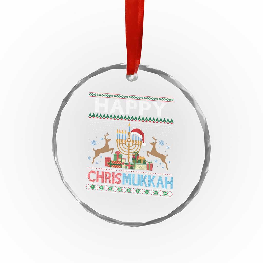 Xmas Hanukkah Crystal Glass Ornament Happy Chrismukkah Funny Jewish Chanukah TS09