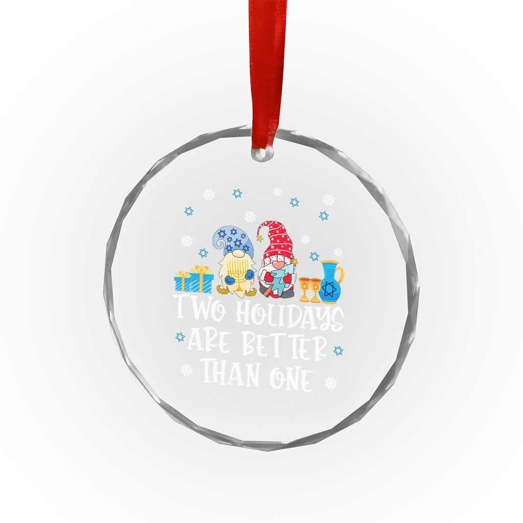 Xmas Hanukkah Crystal Glass Ornament Two Holidays Are Better Than One Jewish Gnome TS09