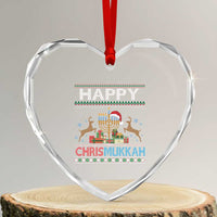 Xmas Hanukkah Heart Crystal Glass Ornament Happy Chrismukkah Funny Jewish Chanukah - Wonder Print Shop