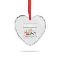 Xmas Hanukkah Heart Crystal Glass Ornament Happy Chrismukkah Funny Jewish Chanukah - Wonder Print Shop