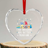 Xmas Hanukkah Heart Crystal Glass Ornament Two Holidays Are Better Than One Jewish Gnome - Wonder Print Shop