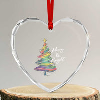 Xmas Heart Crystal Glass Ornament Merry And Bright Colorful Xmas Tree - Wonder Print Shop
