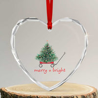 Xmas Heart Crystal Glass Ornament Merry And Bright Retro Xmas Tree Wagon - Wonder Print Shop
