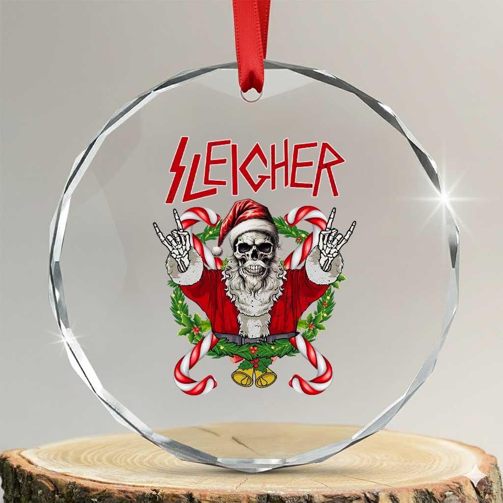 Xmas Heavy Metal Crystal Glass Ornament Sleigher Skeleton Santa Xmas Wreath TS11