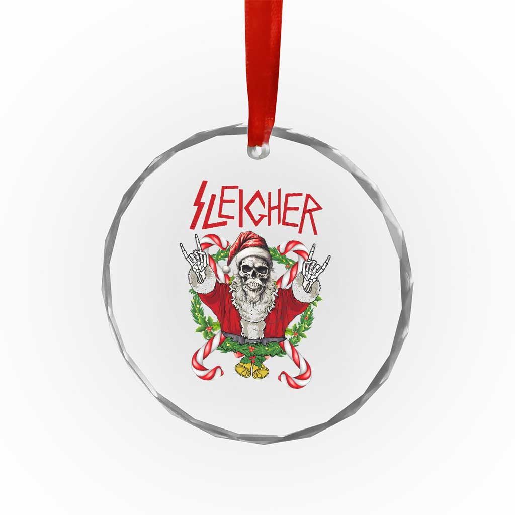 Xmas Heavy Metal Crystal Glass Ornament Sleigher Skeleton Santa Xmas Wreath TS11