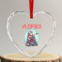 Xmas Heavy Metal Heart Crystal Glass Ornament Sleigher Hail Santa Playing Guitar - Wonder Print Shop