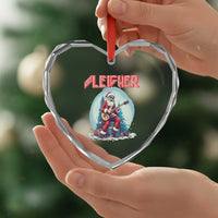 Xmas Heavy Metal Heart Crystal Glass Ornament Sleigher Hail Santa Playing Guitar - Wonder Print Shop