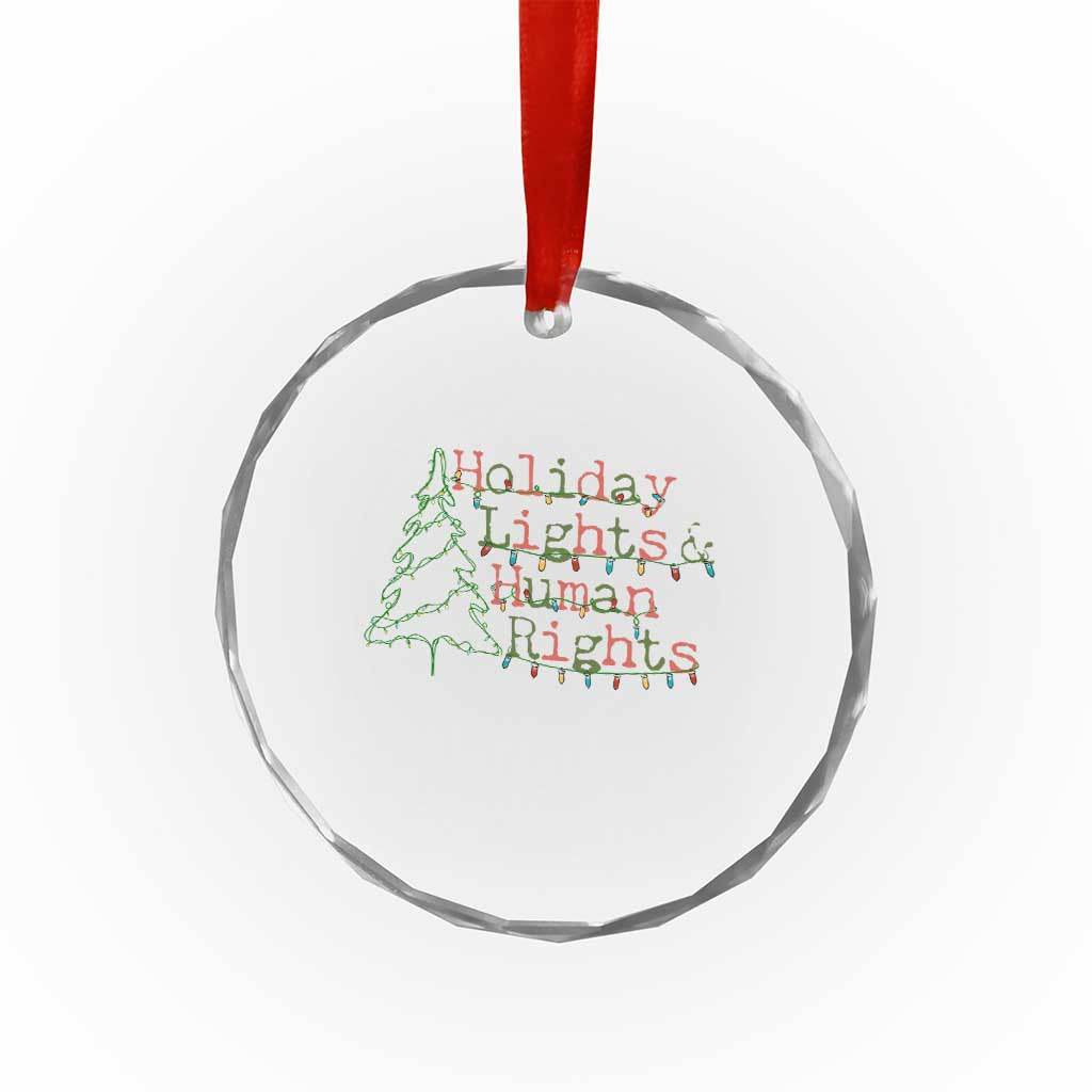Xmas Holiday Lights And Human Rights Crystal Glass Ornament Equality Supporter Gift - Wonder Print Shop
