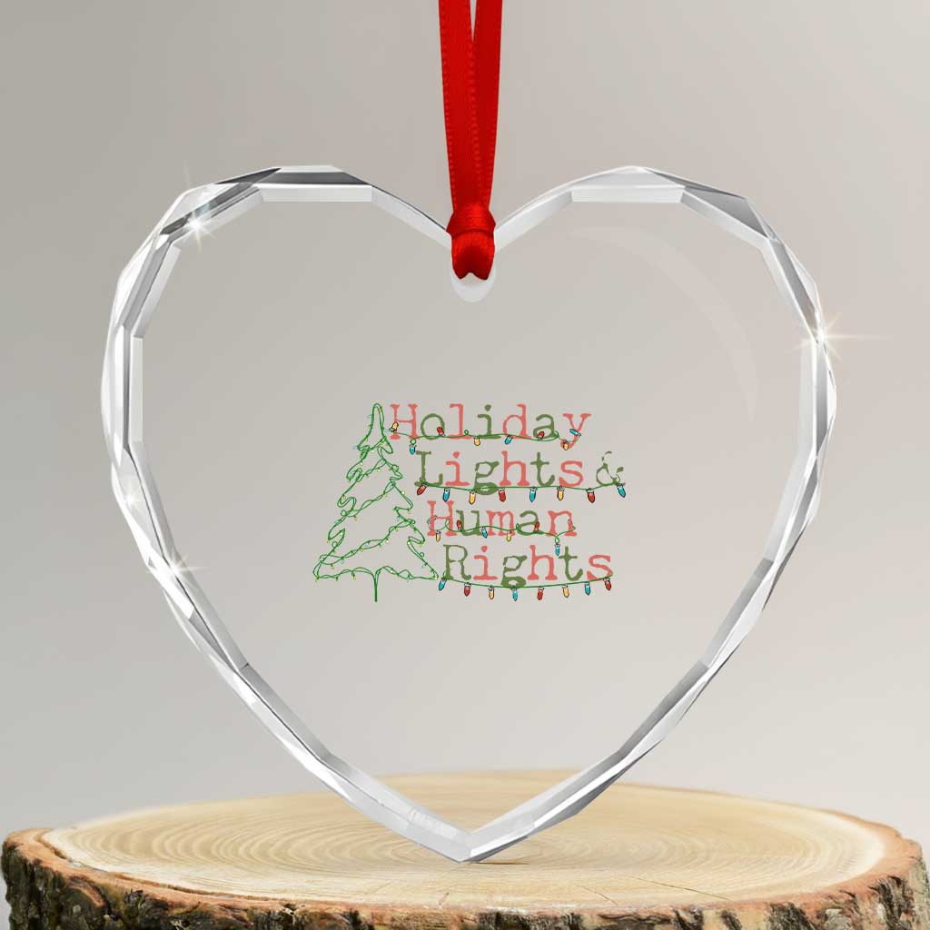 Xmas Holiday Lights And Human Rights Heart Crystal Glass Ornament Equality Supporter Gift - Wonder Print Shop