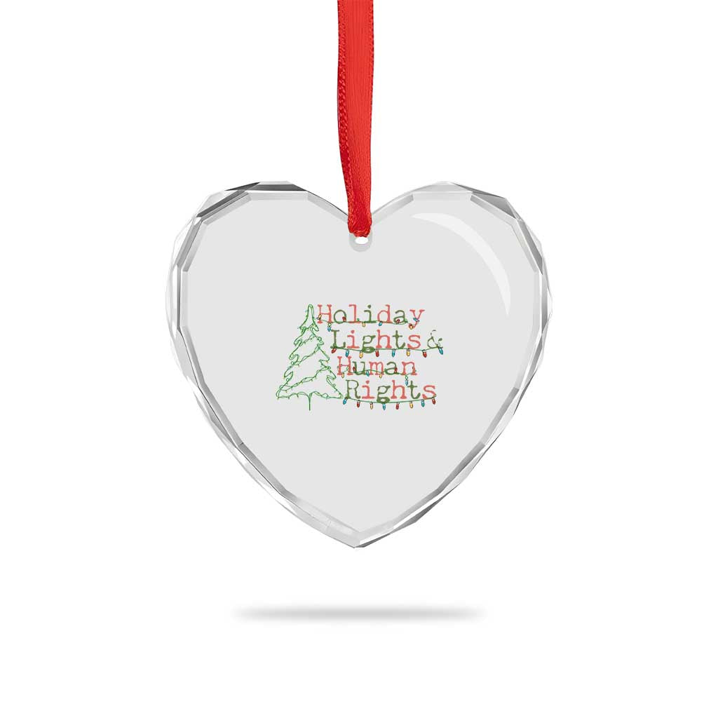 Xmas Holiday Lights And Human Rights Heart Crystal Glass Ornament Equality Supporter Gift - Wonder Print Shop