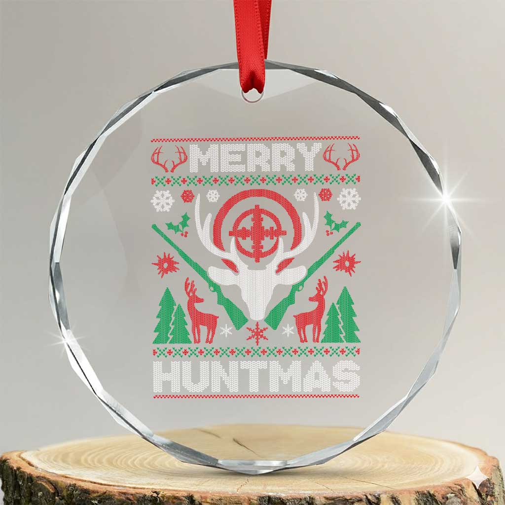 Xmas Hunting Crystal Glass Ornament Merry Huntmas Deer Season Hunter TS09