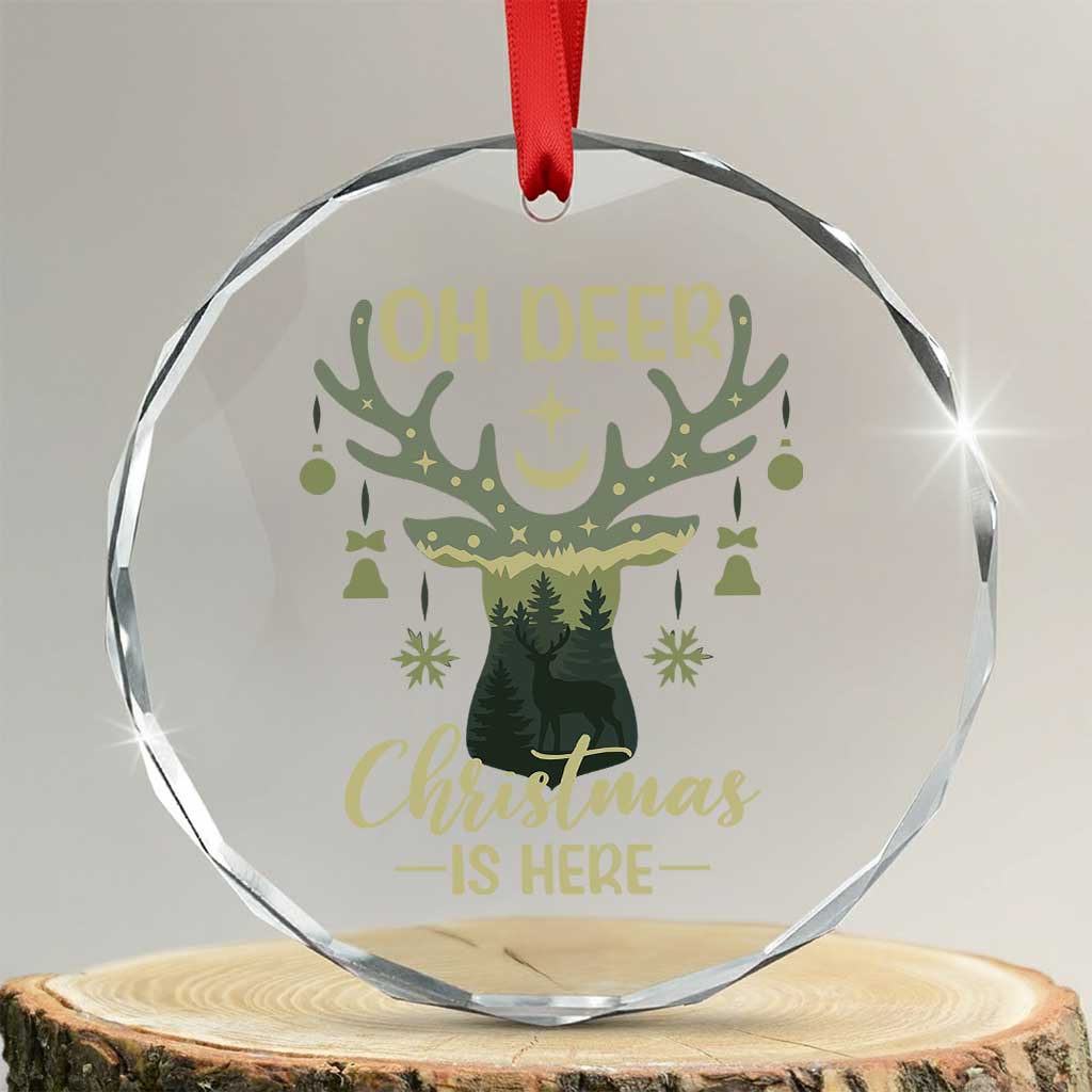 Xmas Hunting Crystal Glass Ornament Oh Deer Christmas Is Here Hunter TS09