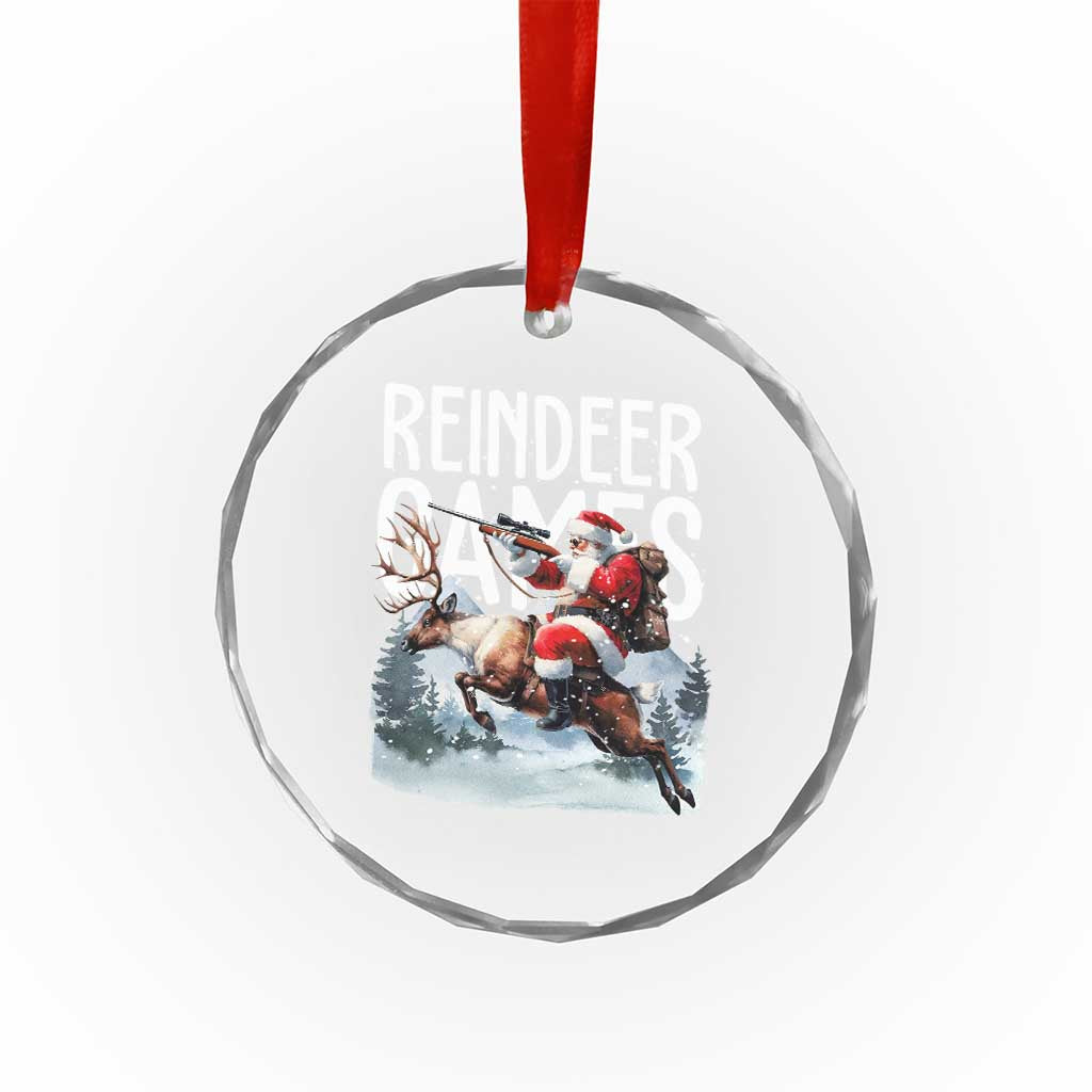 Xmas Hunting Crystal Glass Ornament Reindeer Game Santa Hunter Deer Season TS09