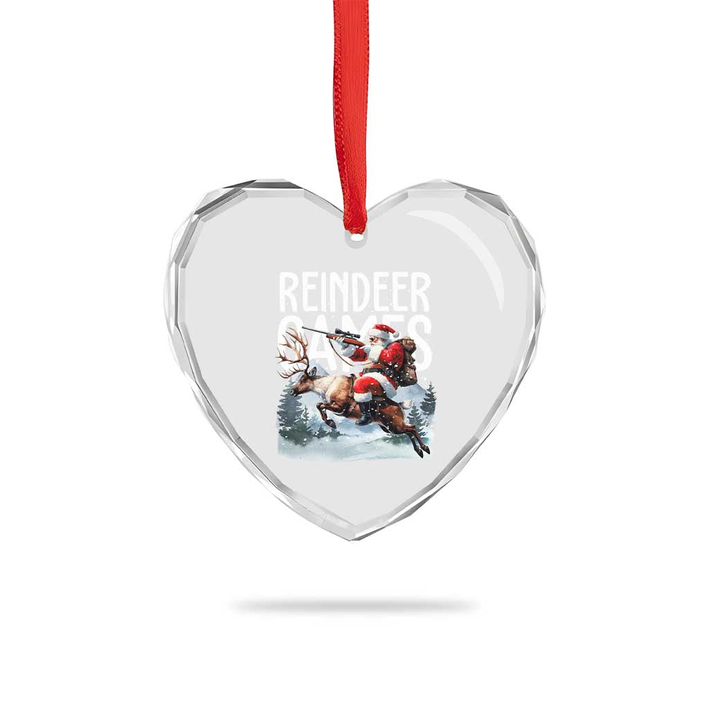 Xmas Hunting Heart Crystal Glass Ornament Reindeer Game Santa Hunter Deer Season - Wonder Print Shop