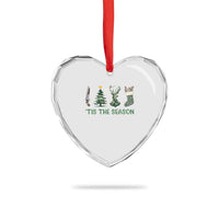 Xmas Hunting Heart Crystal Glass Ornament Tis The Season Hunting Camo Hunter - Wonder Print Shop