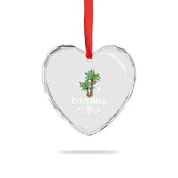 Xmas In Florida Heart Crystal Glass Ornament Deck The Palm Trees Matching Family Vacation - Wonder Print Shop