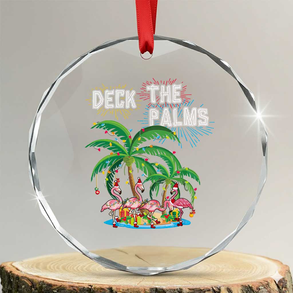 Xmas In Hawaii Crystal Glass Ornament Deck the Palms Firework Flamingo TS09