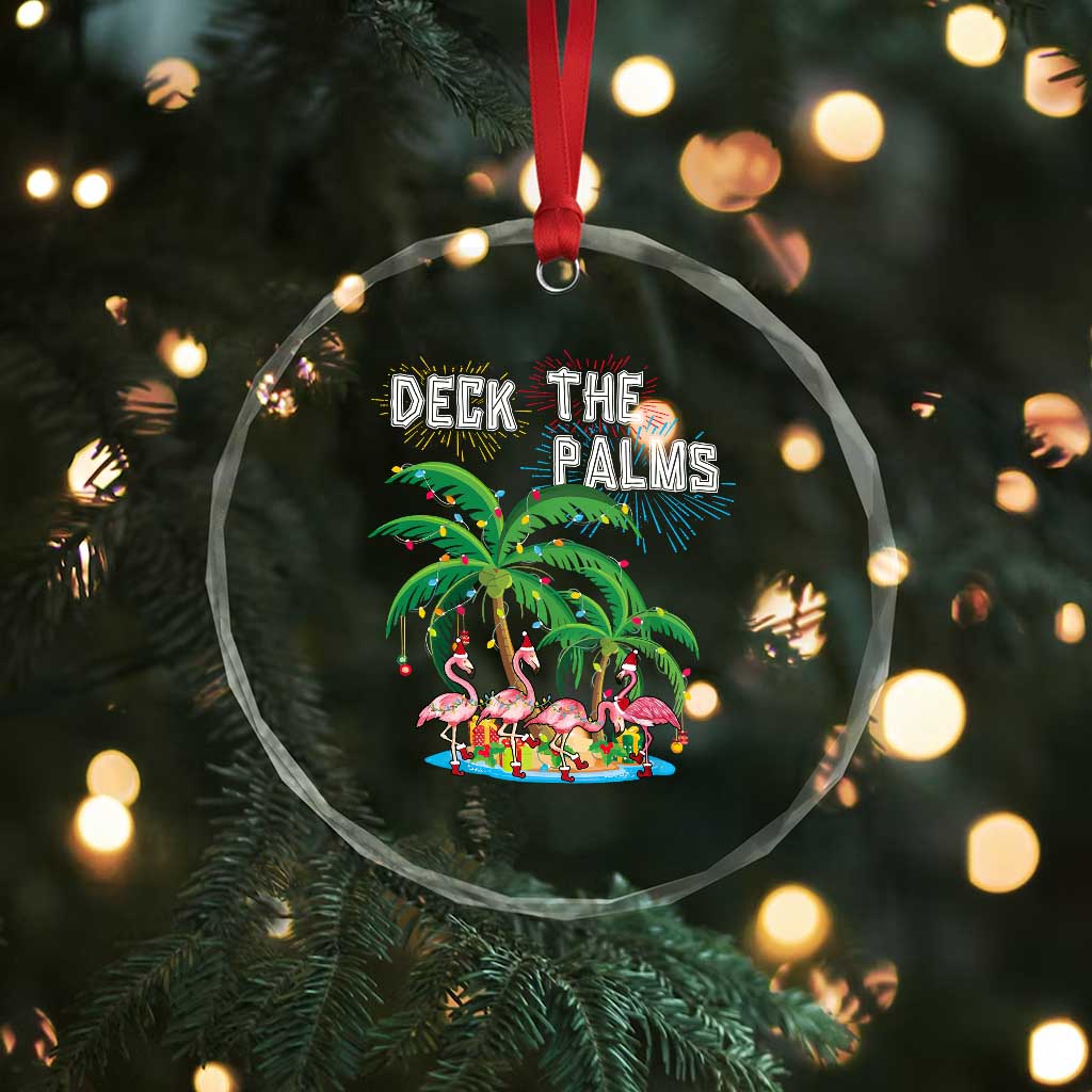 Xmas In Hawaii Crystal Glass Ornament Deck the Palms Firework Flamingo TS09