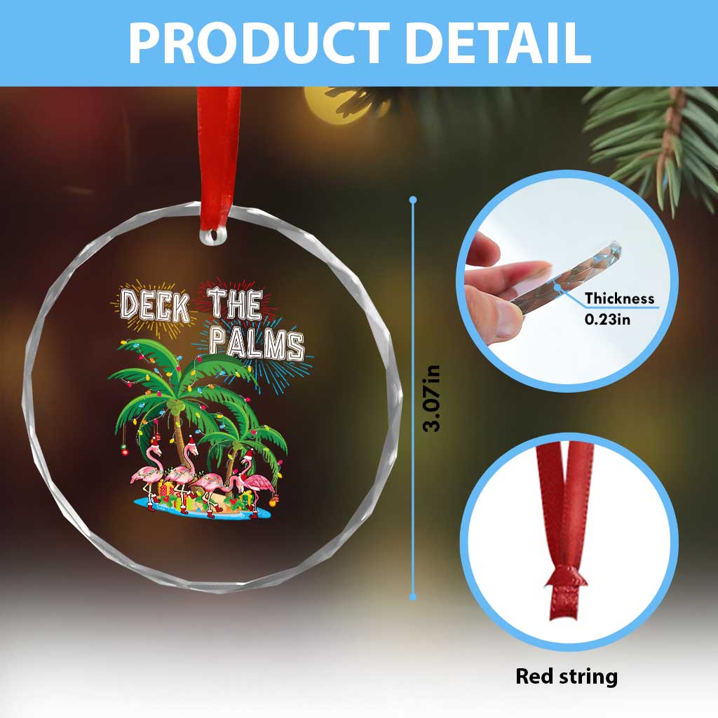 Xmas In Hawaii Crystal Glass Ornament Deck the Palms Firework Flamingo TS09