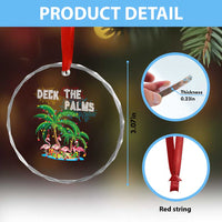 Xmas In Hawaii Crystal Glass Ornament Deck the Palms Firework Flamingo TS09
