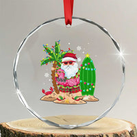 Xmas In Hawaii Crystal Glass Ornament Flamingo Float Xmas Palm Tree Surfboard Cute Santa At Beach TS09