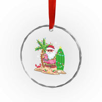 Xmas In Hawaii Crystal Glass Ornament Flamingo Float Xmas Palm Tree Surfboard Cute Santa At Beach TS09