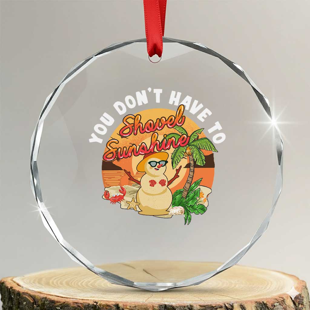 Xmas In Hawaii Crystal Glass Ornament Hawaiian Snowman You Don't Have To Shovel Sunshine TS09