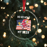 Xmas In Hawaii Crystal Glass Ornament Ho Ho Hold My Beer Drunk Santa USA Flag TS09