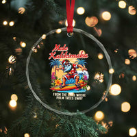 Xmas In Hawaii Crystal Glass Ornament Mele Kalikimaka From The Land Where Palm Trees Sway Surfing Santa TS11