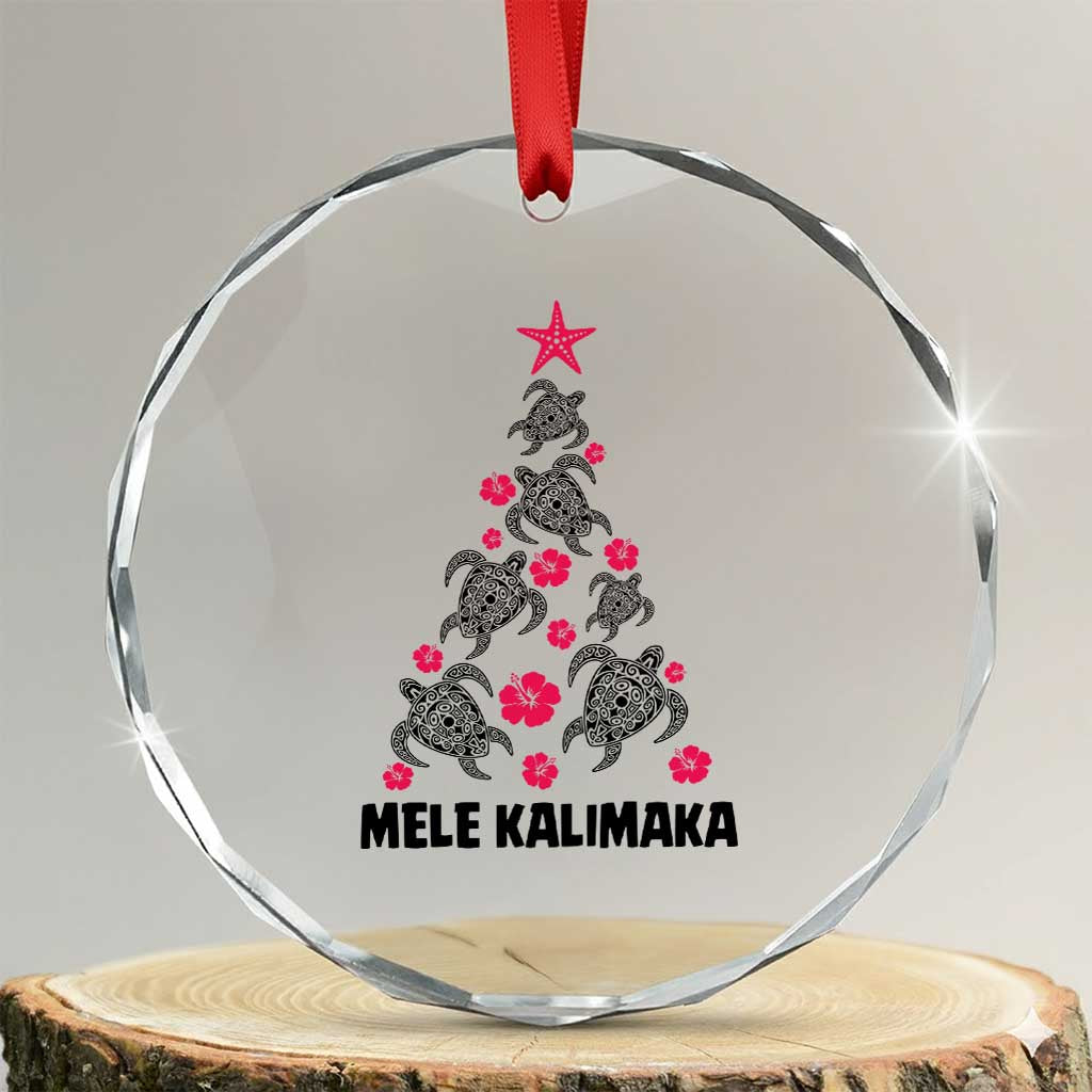 Xmas In Hawaii Crystal Glass Ornament Mele Kalikimaka Kakau Tattoo Turtle Tree TS11