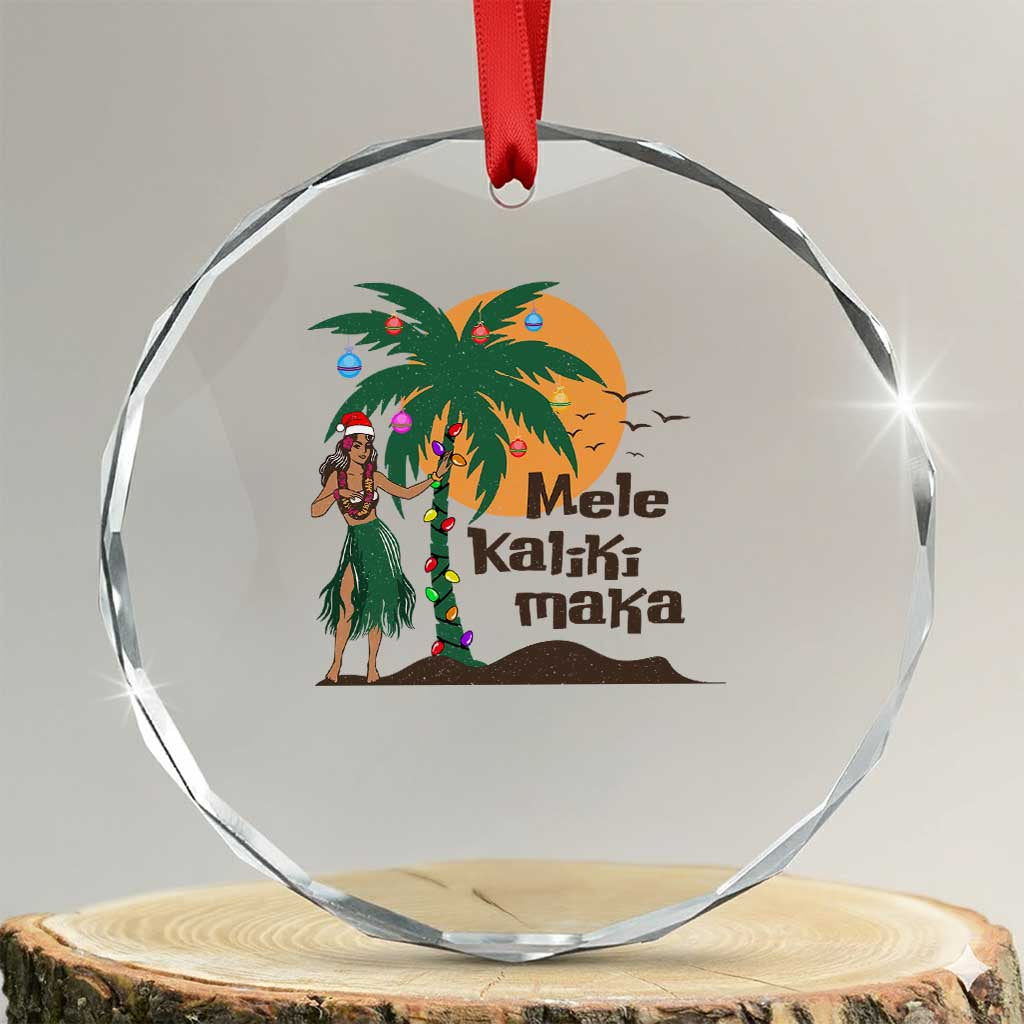 Xmas In Hawaii Crystal Glass Ornament Mele Kalikimaka Retro Hula Girls Santa Hat TS11