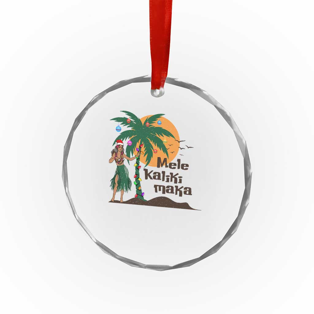 Xmas In Hawaii Crystal Glass Ornament Mele Kalikimaka Retro Hula Girls Santa Hat TS11