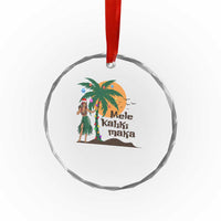 Xmas In Hawaii Crystal Glass Ornament Mele Kalikimaka Retro Hula Girls Santa Hat TS11