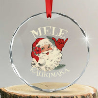 Xmas In Hawaii Crystal Glass Ornament Mele Kalikimaka Retro Santa Shaka Aloha TS11