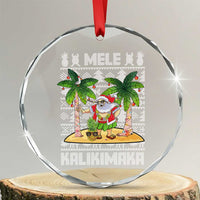 Xmas In Hawaii Crystal Glass Ornament Mele Kalikimaka Santa Hawaiian Christmas Hula Dance TS09