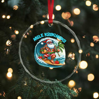 Xmas In Hawaii Crystal Glass Ornament Mele Kalikimaka Santa Surfing Hibiscus TS11