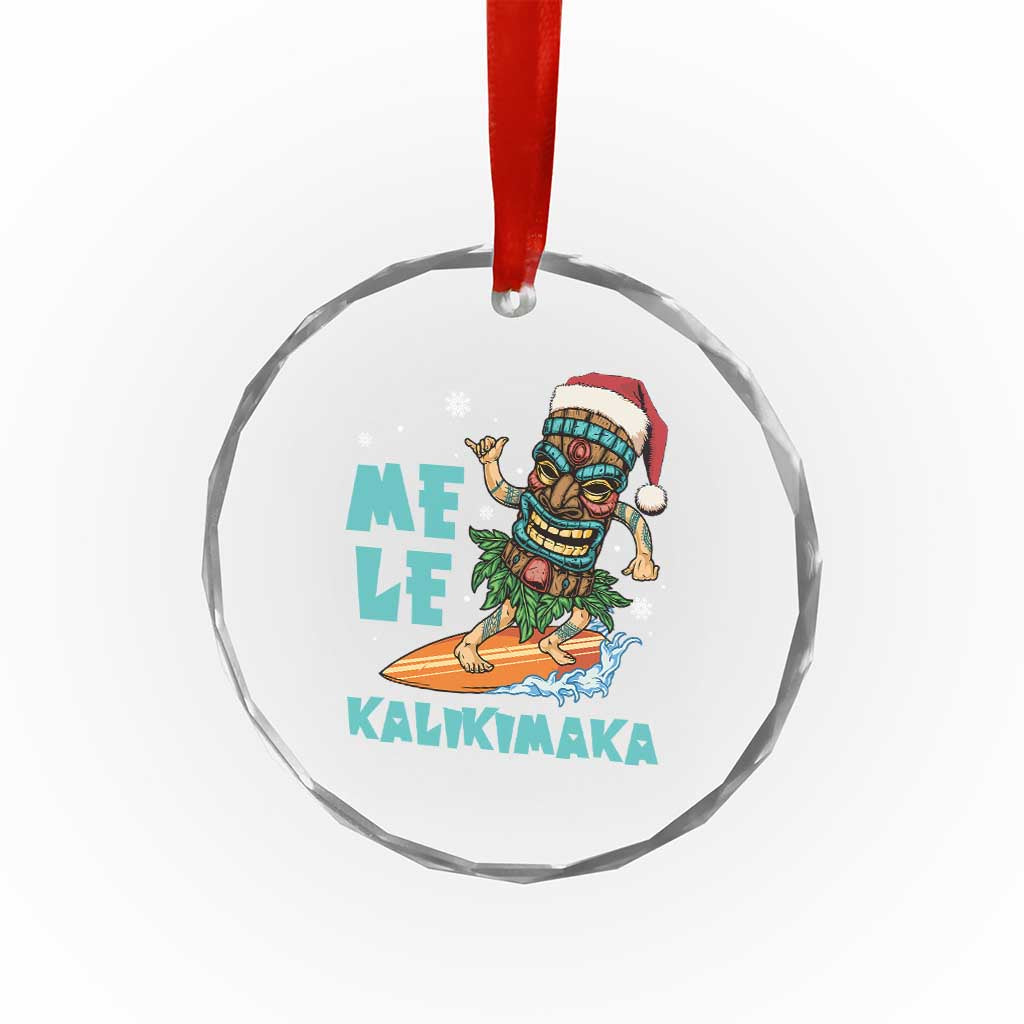 Xmas In Hawaii Crystal Glass Ornament Mele Kalikimaka Santa Tiki Surfing Kakau Tattoo TS11