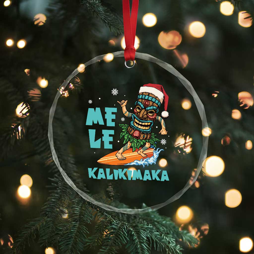 Xmas In Hawaii Crystal Glass Ornament Mele Kalikimaka Santa Tiki Surfing Kakau Tattoo TS11