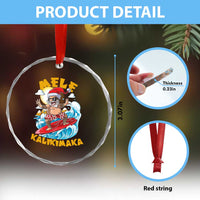 Xmas In Hawaii Crystal Glass Ornament Mele Kalikimaka Surfing Santa Kakau Tattoo TS11