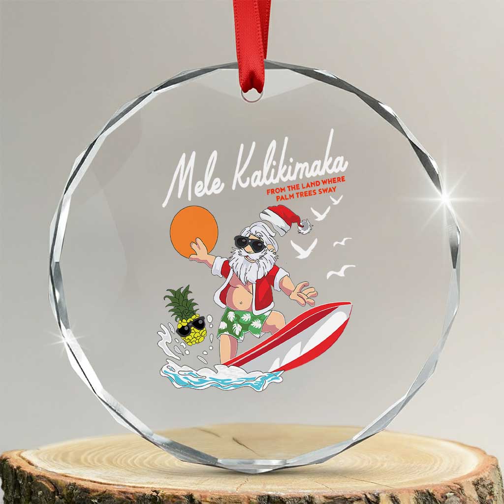 Xmas In Hawaii Crystal Glass Ornament Mele Kalikimaka Surfing Santa Vintage Hawaiian Christmas TS09