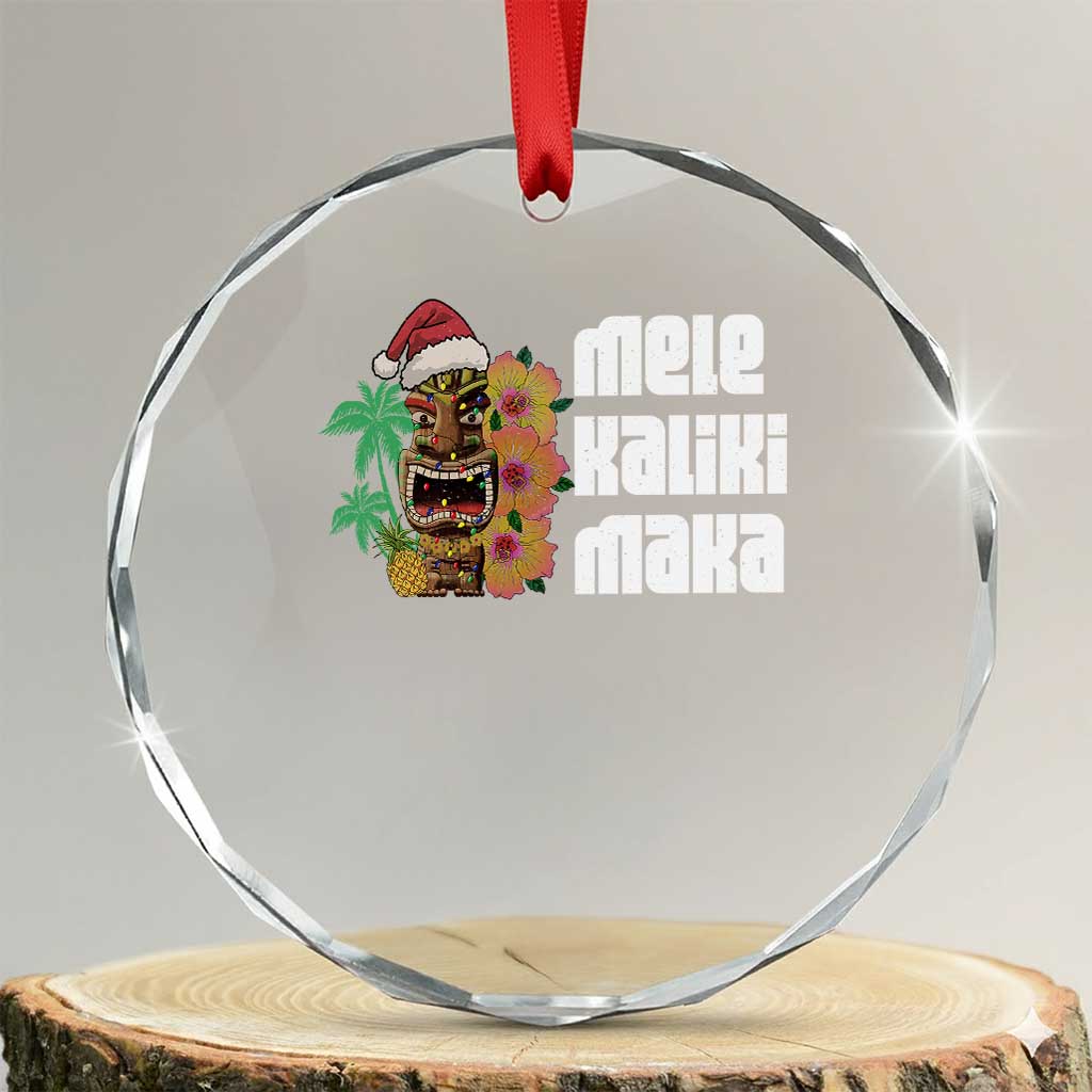Xmas In Hawaii Crystal Glass Ornament Mele Kalikimaka Tiki Hibiscus Flower Santa Hat TS11