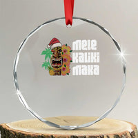Xmas In Hawaii Crystal Glass Ornament Mele Kalikimaka Tiki Hibiscus Flower Santa Hat TS11