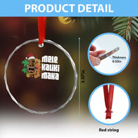 Xmas In Hawaii Crystal Glass Ornament Mele Kalikimaka Tiki Hibiscus Flower Santa Hat TS11