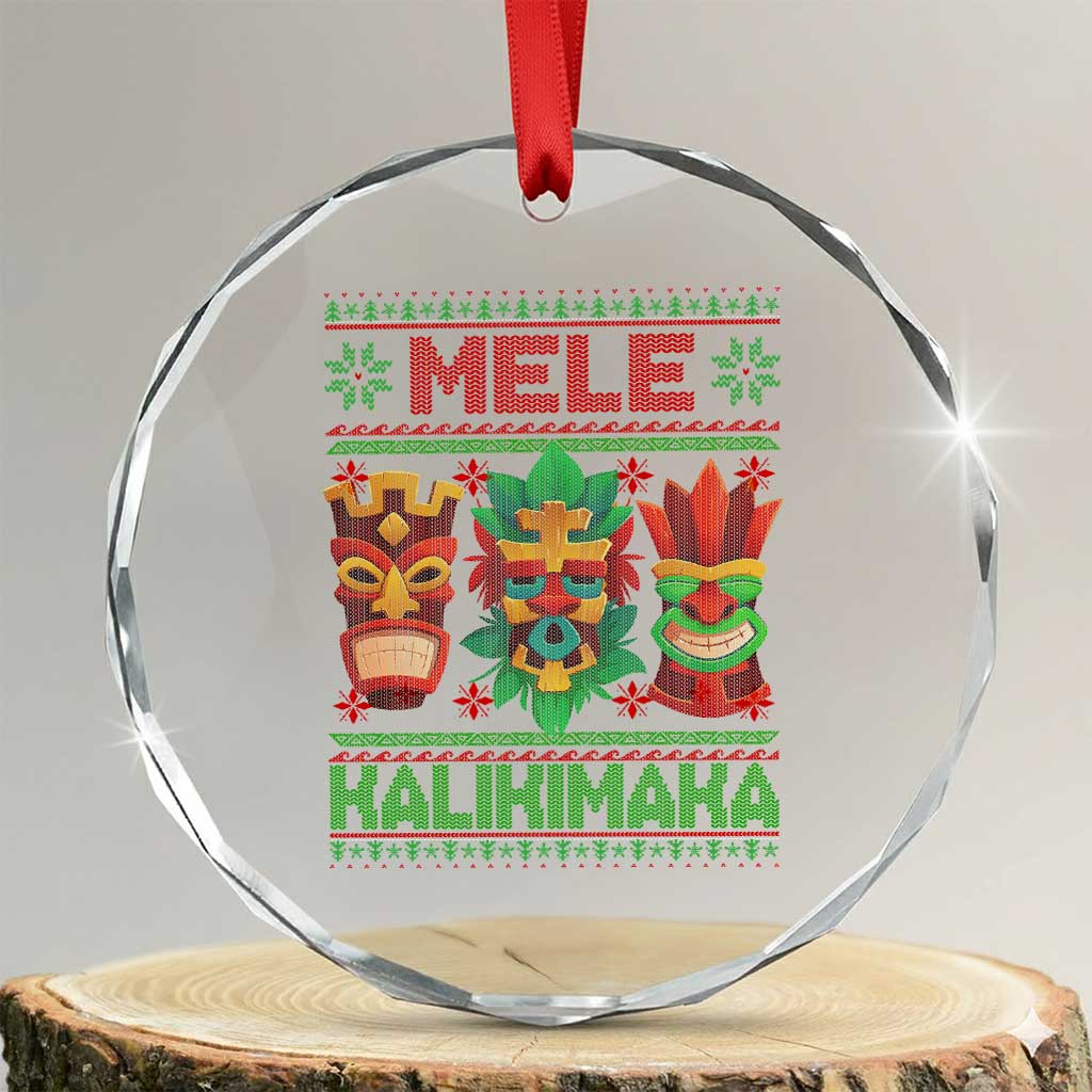 Xmas In Hawaii Crystal Glass Ornament Mele Kalikimaka Ugly Tikis Kakau Tattoo TS11