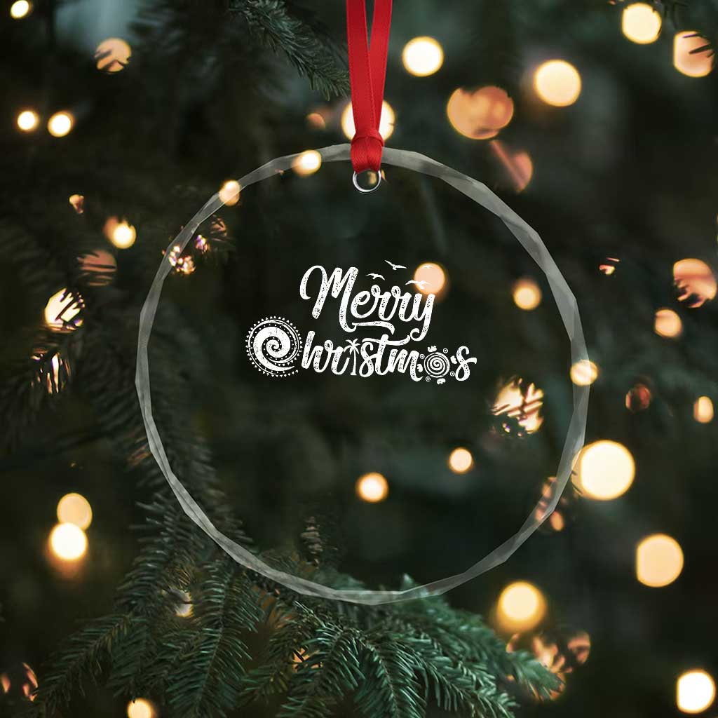 Xmas In Hawaii Crystal Glass Ornament Merry Xmas Hawaiian Symbols TS11