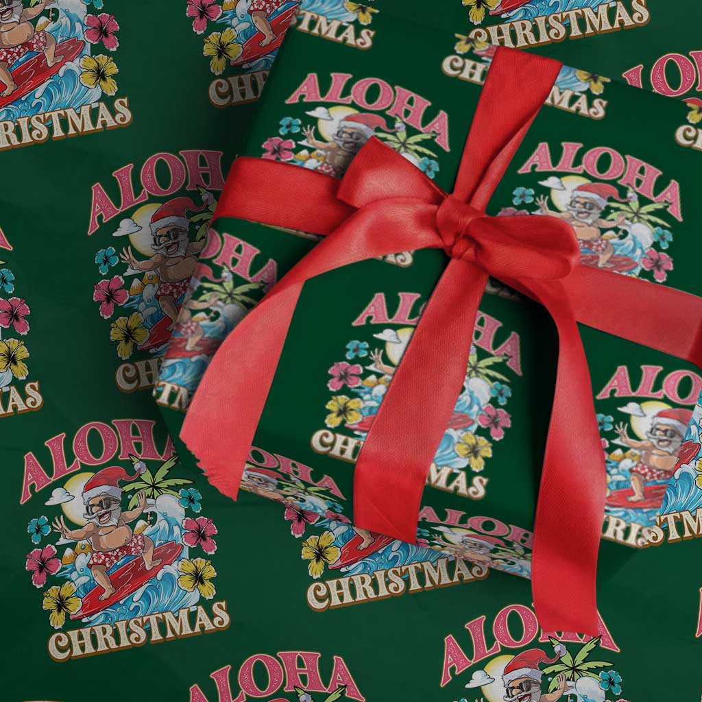 Xmas in Hawaii Wrapping Paper Roll Aloha Mele Kalikimaka Hawaiian Tropical Surfing Santa
