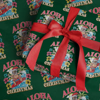 Xmas in Hawaii Wrapping Paper Roll Aloha Mele Kalikimaka Hawaiian Tropical Surfing Santa