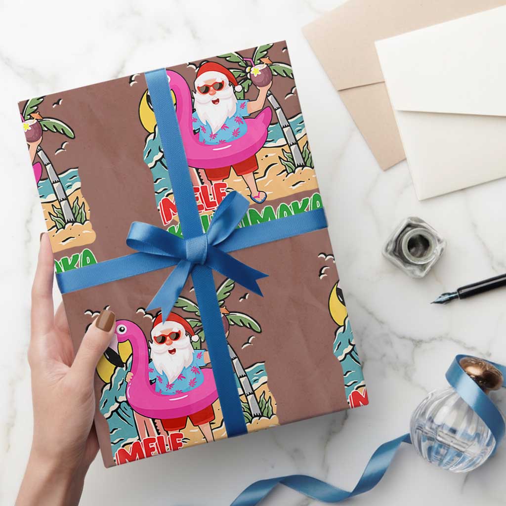 Xmas in Hawaii Wrapping Paper Roll Mele Kalikimaka Hawaiian Tropical Beach Santa