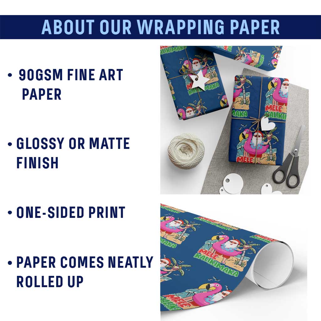 Xmas in Hawaii Wrapping Paper Roll Mele Kalikimaka Hawaiian Tropical Beach Santa